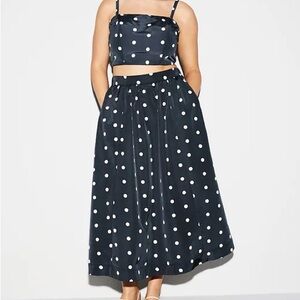 Old Navy The Occasion Polka Dot Two Piece Set | Crop Top + Midi Skirt | Size S